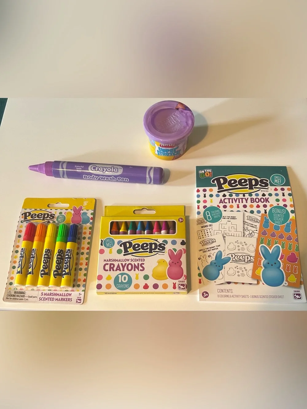 Kids Peeps Craft and Coloring Set - Crayons, Markers, Activity Book & Play Dough